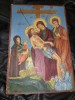 Icoana veche,Pictura religioasa veche pictata pe lemn-semnata/datata-Icoana COBORAREA DE PE CRUCE-durerea Dnei DESPINA MILITIA si cea a MAICII DOMNULU, Nuage