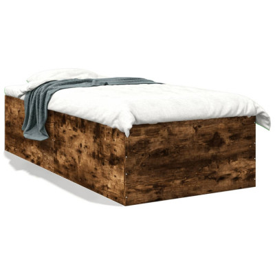 vidaXL Cadru de pat, stejar fumuriu, 90x190 cm, lemn prelucrat foto