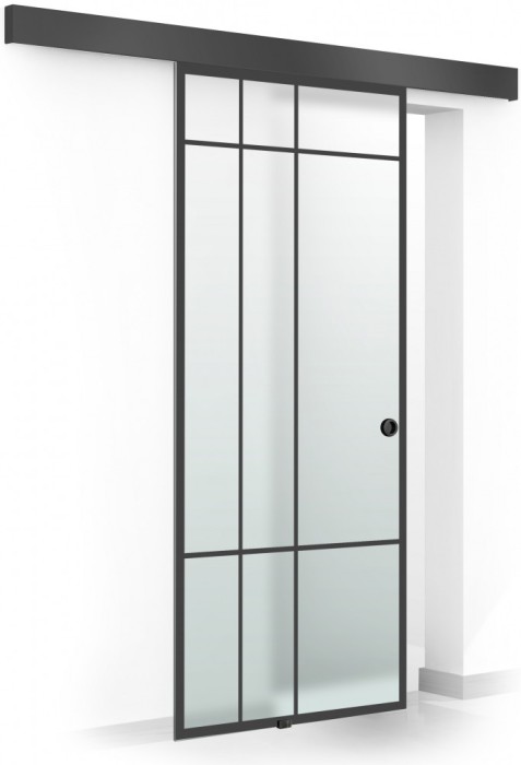Usa glisanta Boss &reg; Black, model Event negru, 90x215 cm, sticla 8 mm mata securizata, culisanta in ambele directii