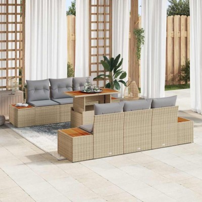 vidaXL Set de masă pentru grădină 7 pcs Bej și gri 100 x 55 x 73 cm 3350032 foto