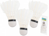 Set 3 fluturasi badminton din Pene 8.5 x 6.5 cm Alb