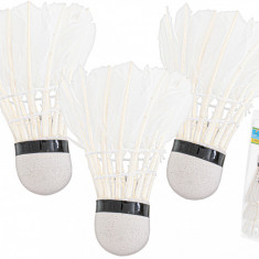 Set 3 fluturasi badminton din Pene 8.5 x 6.5 cm Alb