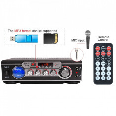 Statie Karaoke cu USB - Amplificator Boxe pasive, Difuzoare Stereo, 2 microfon... foto