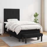 VidaXL Pat box spring cu saltea, negru, 80x200 cm, textil