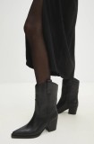 Answear Lab cizme de piele femei, culoarea negru, cu toc drept, izolare usoara