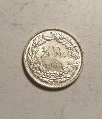 Elvetia 1/2 Franc 1964 Unc foto