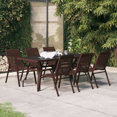 Gossi set de servit masa pentru gradina, 7 piese, maro si negru foto