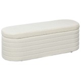 HOMCOM Bancă pentru Pat, Bancă Tapițată din L&acirc;nă cu Cadru din Lemn, Bancă Otomană de Depozitare, 116x41x 40,5 cm, Alb Crem