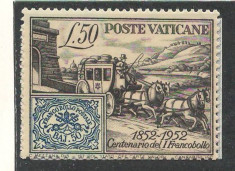 Vatican 1952 Mi 188 A MNH - 100 de ani de timbre foto