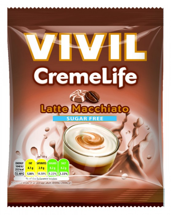 Bomboane cremoase Vivil Creme Life Latte Macchiato fara zahar - 60 g