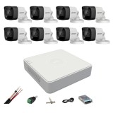 Sistem de supraveghere 8 camere Hikvision 4 in 1 8MP, 3.6mm, IR 80m, DVR 8 canale, accesorii de montaj SafetyGuard Surveillance