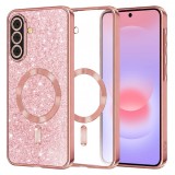 Husa MagSafe pentru Samsung Galaxy A37 5G, Techsuit, Luxury Glitter, Roz Aurie