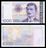 NORVEGIA █ bancnota █ 1000 Kroner █ 2001 █ P-52a █ UNC █ necirculata