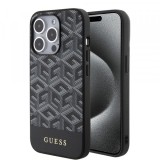 Husa MagSafe pentru Apple iPhone 15 Pro, Guess, GCube Stripes, Neagra