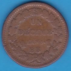 (M1021) MONEDA FRANTA - UN DECIME L'AN 5 (1796), LIT. BB - MAI RARA