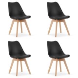 Cumpara ieftin Set 4 scaune bucatarie/living, Artool, Mark, PP negru, picioare lemn natur, 49x43x82 cm