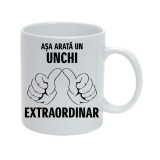 Cana alba personalizata &quot;Asa arata un unchi extraordinar&quot;, INOVATIX&reg;. 330ml