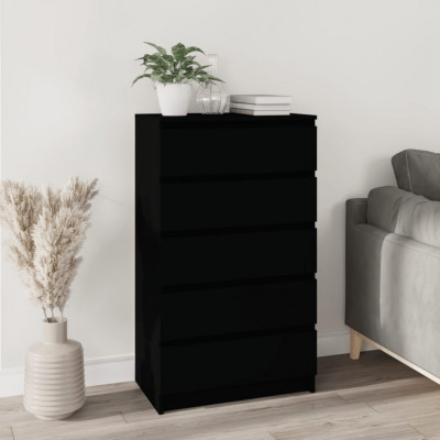 vidaXL Dulap cu sertar, negru, 60x36x103 cm, lemn prelucrat foto