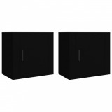 Noptiere de perete, 2 buc., negru, 50x30x47 cm