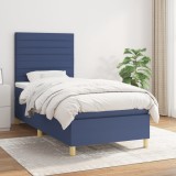 Cumpara ieftin Pat box spring cu saltea, albastru, 90x200 cm, textil