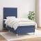 Pat box spring cu saltea, albastru, 80x200 cm, textil