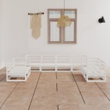Gossi set mobilier de gradina, 8 piese, alb, lemn masiv de pin