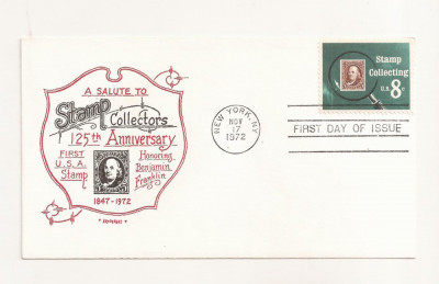 P7 FDC SUA-125th Anniversary Stamp Collectors - First day of Issue, necirc. 1972 foto