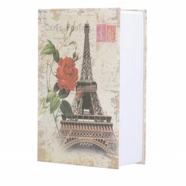 Seif secret tip carte Pufo cu cheie pentru blocare, model Turnul Eiffel, 24 x 15 cm