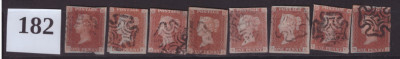182-ANGLIA-Marea Britanie1841-1844=1d red-braun,8 timbre stampila cruce de Malta foto