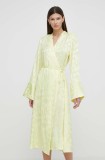 Gestuz rochie culoarea galben, midi, evazată, 10908878