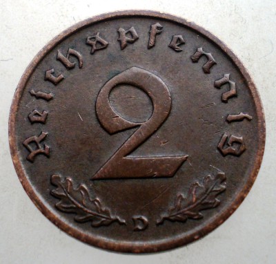 2.918 GERMANIA 2 REICHSPFENNIG 1939 D foto