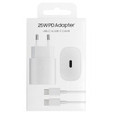 OEM (TA800NWC) - Incarcator Retea + Cablu USB-C, 25W, 1xUSB-C, PD, Fast Charging, White [blister]