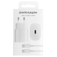 OEM (TA800NWC) - Incarcator Retea + Cablu USB-C, 25W, 1xUSB-C, PD, Fast Charging, White [blister]