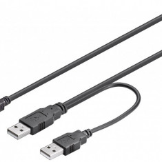 Cablu USB 2.0 2x A tata - mini USB 5p tata, negru, 0.6m, Goobay