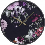 Ceas de perete lemn Flowers Black, Inart