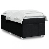 VidaXL Pat box spring cu saltea, negru, 90x200 cm, textil