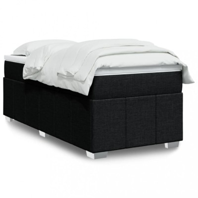 vidaXL Pat box spring cu saltea, negru, 90x200 cm, textil 3285444 foto