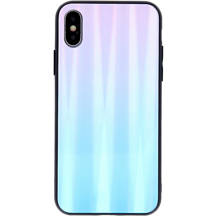 Husa TPU OEM Aurora cu spate din sticla pentru Samsung Galaxy A40 A405, Albastra- Roz