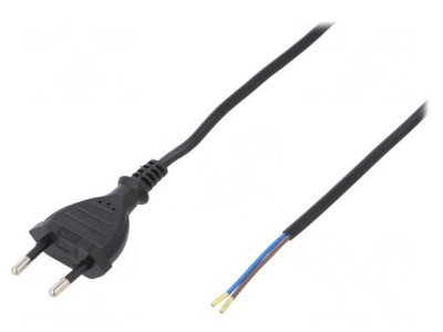 Cablu Negru PVC 5m 2x0,5mm2 CEE 7/16 2,5A foto