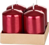 Set 4 lumanari advent cilindrice rosii metalizate 4x6 cm MagicHome