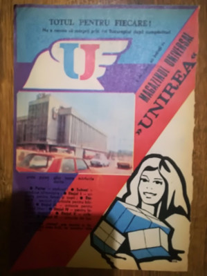 1986 Reclama Magazin Universal UNIREA Bucuresti comunism epoca de aur 24x16,5 foto