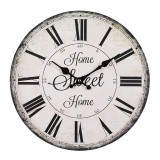 Ceas decorativ de perete, 34 cm, mesaj Home Sweet Home, Alb/Negru, General