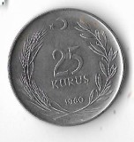 Moneda 25 kurus 1960 - Turcia