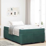 vidaXL Cadru de pat cu saltea Verde &icirc;nchis 120 x 200 cm Catifea