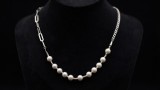 Cumpara ieftin Colier din Argint 925 Asymmetric Mixed Chain Pearls , Eleganta Avangardista E i Lux Modern