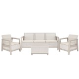 Set de mobilier de grădină Scandi Love linea duo cu masă de depozitare din iută gri-bej pietriș