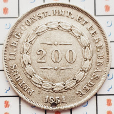 1254 Brazilia 200 Reis 1854 Pedro II tiraj 37.000 (gaurita) km 469 argint