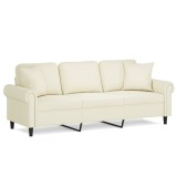 Cumpara ieftin Canapea cu 3 locuri cu pernute, crem, 180 cm, catifea