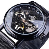 Cumpara ieftin Ceas Barbatesc Mecanic Winner Charon Negru, Skeleton, Automatic, Aliaj, Cadran Analogic, Rezistent Uz Cotidian