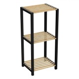 Etajeră Lemn MDF, Model 3 Rafturi, Culoare Negru-Natural, Dimensiuni 35x29x78cm